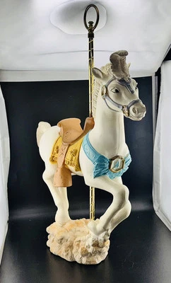 "Estatua de caballo carrusel grande vintage 19"" hecha en EE. UU. decoración colorida" Foto 1 de 4