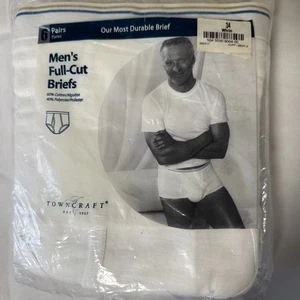 Vintage Towncraft Full Cut Slips Herren 6 Paar 34 weiß NEU Baumwollmischung - Bild 1 von 8