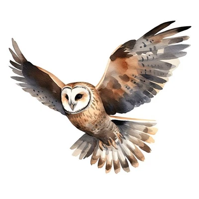 Aquarell Eule Bügelbild DTF Druck mystisches Tiermotiv für T Shirt Hoodie Tasche - Bild 1 von 4