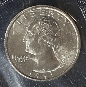 1991 P Washington Quarter Brillante Sin Circular de Original Como Nuevo Set en Violonchelo BU - Imagen 1 de 2