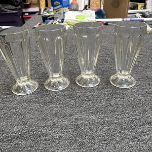 4 Vintage Crisa schwer Fuß Milchshake Glas Eis 12 Unzen 7 1/4” x 3 1/4” - Bild 1 von 15