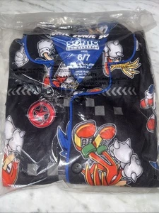 Sonic The Hedgehog Pajamas Boys Size 5 6 7 8 Long Sleeve Button Coat Shirt Pants - Picture 1 of 5