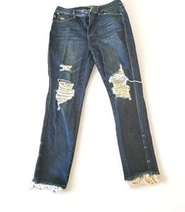 Judy Blue Straight Fit Jeans Womens Size 13/31 Distressed Denim Raw Hem - Picture 1 of 7