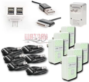 6X 4 USB PORT WALL ADAPTER+6FT CABLE POWER CHARGER BLACK FOR IPHONE 4S IPOD IPAD - Photo 1/1