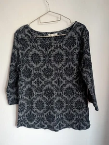 White Stuff Grey Tweed Style 3/4 Sleeve Top Size 12 (T35) - Picture 1 of 6