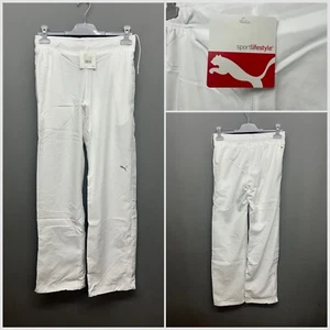 NUEVO PUMA Mujer Blanco Tejido Pantalones de Pista XS Reino Unido 8 Deportes Atlético Logo - Imagen 1 de 12