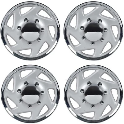 Wheels Hubcaps for 1992-2014 Ford E150 E250 E350 Van; Silver Chrome wheel covers Foto 1 de 4