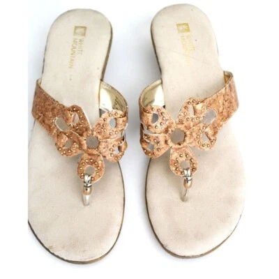 Sandalias White Mountain Floral Recortado Plantilla Suave Tostado Para Mujer Talla 7 Nuevas  Foto 1 de 4