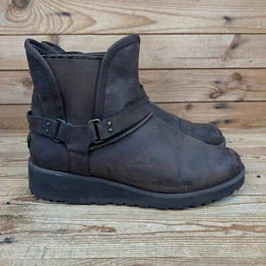 UGG Boots Damen Größe UK 7,5 Glen Brown Slipper Lammfell Fell gefüttert Winter Keilabsatz - Bild 1 von 12