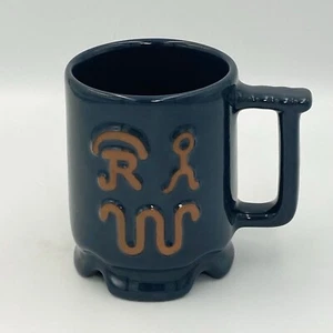Frankoma King Ranch Blue Pottery Mug Cattle Brands 90s C1 Made USA - Picture 1 of 7