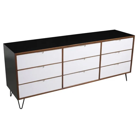 Black and White Restored Vintage Mid-Century Modern Chest of Drawers Cover