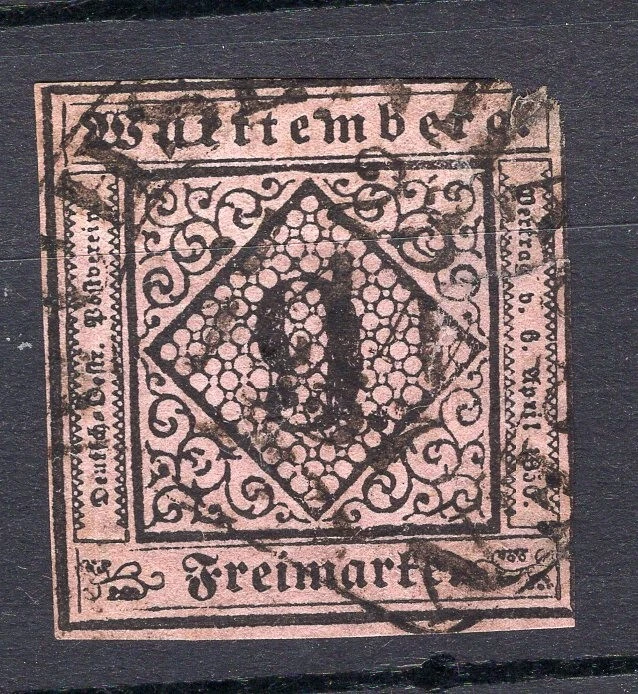 GERMANY, WURTTEMBERG, SC # 5, USED, A LITTLE THINED - Image 1 of 1