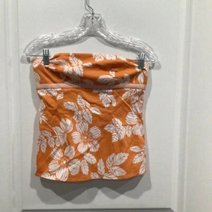 EUC Express Damen 6 Tank Orange Weiß Blatt Ärmellos Reißverschluss hinten - Bild 1 von 4