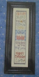 "Happy Birthday Earth!" Counted Cross Stitch Sampler by Lizzie & Kate - Picture 1 of 3