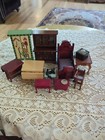 Lot de 11 pièces miniatures maison de poupée vintage meubles en bois