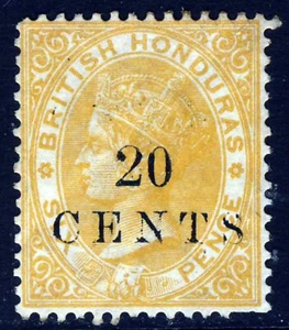 BRITISH HONDURAS Queen Victoria 1888 20 CENTS Surcharge on 6d. Yellow SG 29 MNG - Picture 1 of 2