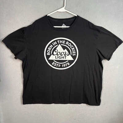 Coors Light Born In The Rockies Beer Black Graphic T-Shirt 100% Cotton 2XL XXL - Image 1 of 4