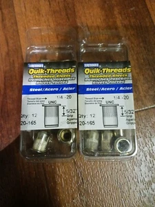 2x 1/4-20 Steel Threaded Insert; .165 Grip Range; For Threaded Insert Tool. - Picture 1 of 6