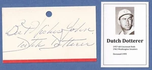 Baseballspieler Dutch Dotterer (1957-61, d.1999) handsignierte 3x5 Karteikarte - Bild 1 von 1