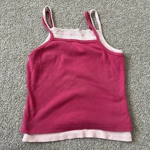 Vintage Y2K So Boho Fairy Grunge Pink Layered Cami Camisole Tank Top Youth S - Picture 1 of 5