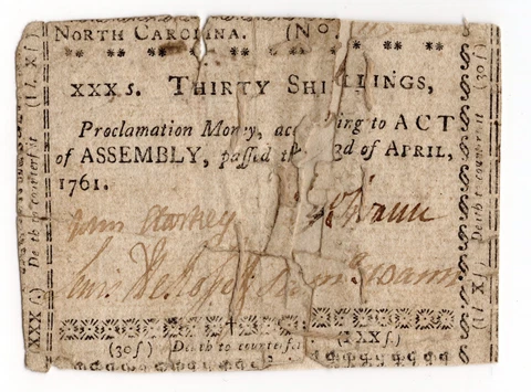 April 3d 1761 30 S North Carolina Thirty Shillings - VF Details Cover