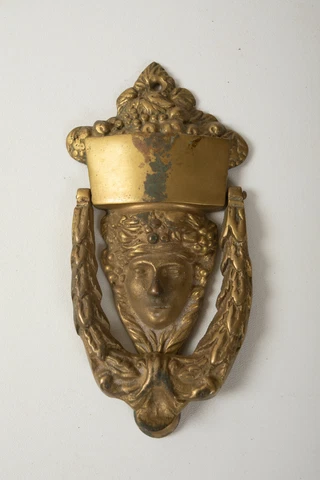 Brass Door Knocker Woman (B2R) Roman or Greek Goddess Name Slot & Fruit Basket Cover