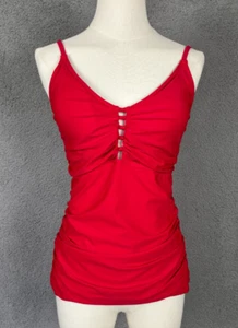 RELLECIGA Women's V Neck Tankini Top Ruched Tummy Control Top Red Large NWT's. - Picture 1 of 10