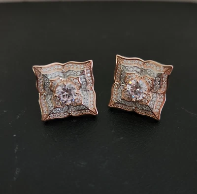 Серьги-гвоздики с розовым бриллиантом сапфиром позолота 14 карат 2,5 карата большой откат - Изображение 1 из 4