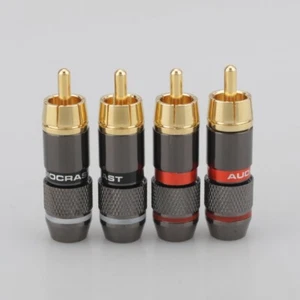8Pcs RCA Plug Gold Plated 6mm Male Double Self-Locking Lotus Wire Connectors - Picture 1 of 14