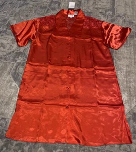 New Go Softly women's 100% polyester Satin Sleeping Shirt Gown Red Sz Small - Picture 1 of 6