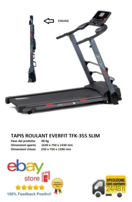 Tapis roulant Everfit TFK 355 Slim - richiudibile,inclinazione manuale,14 km/h - Immagine 1 di 4