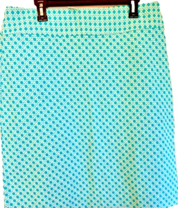 NEW TALBOTS BLU/WHITE JACQUARD PATTERN COTTON SKIRT FULLY LINED size 14 MSRP:$90 - Picture 1 of 9