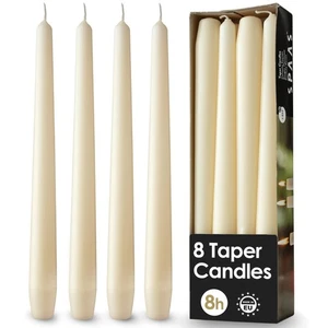 Velas cónicas marfil de 10" - Paquete de 8 velas clásicas marfil - crema sin goteo... - Imagen 1 de 5