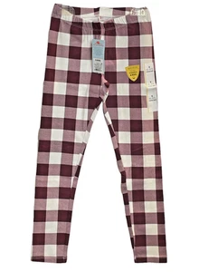 Cat & Jack Leggings Girl S (6/6X) Cream Burgundy Plaid Tough 95% Cotton 5% Span - Picture 1 of 9