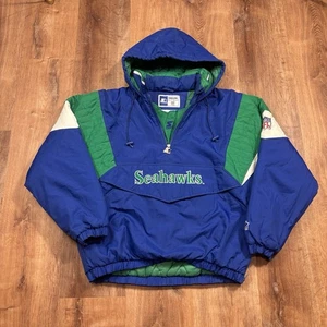 Vintage Seattle Seahawks Starter Jacke Herren L 90s NFL Pro Line Puffer 1/4 Zip - Bild 1 von 8