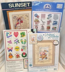 LOT of 4 Counted Cross Stitch Kits -Shells, Sewing Sampler, Years Events, Prayer - Picture 1 of 17
