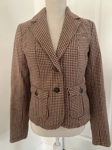 American Eagle Blazer Jacket Womens Size M Houndstooth Wool Blend Casual - Picture 1 of 10