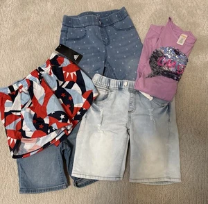 Lot Of 6 Girl Clothes Size 10/12 Mix Bermuda Shorts And Shirts - Picture 1 of 17