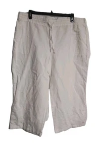 NWT Women's Liz Claiborne Pull-On Linen Blend Crop Pants Size XXL (20) White - Picture 1 of 9