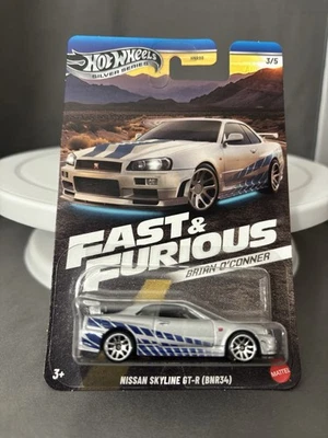 Nissan Skyline GT-R (BNR34) Hot Wheels Silver Fast & Furious Brian O’Conner 3/5 Foto 1 de 4