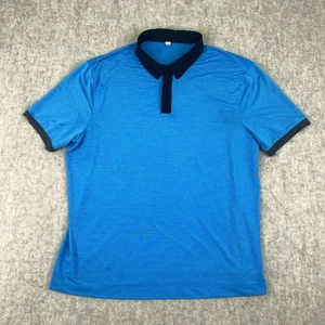 Lululemon Performance Polo Shirt Mens Size XL Black Blue Stripe Stretch SS Golf - Picture 1 of 15