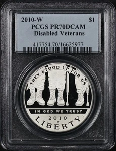 2010-W Disabled Veterans Silver Dollar Commemorative PCGS PR-70 DCAM - Picture 1 of 2