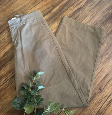 Pantalones de mujer Vince de algodón tiro bajo de pierna ancha talla 2 verde oliva Foto 1 de 4