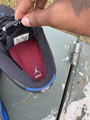 JORDAN BV7630-004 14 复古 X SUPREME OG 清洁黑色变色蓝色,ME (PD6001831) — 第 1/4 张图片