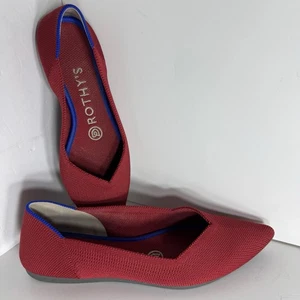 Rothys The Flat Pointed Toe Flats Red Knit Slip On Classic Size 5.5 - Picture 1 of 13