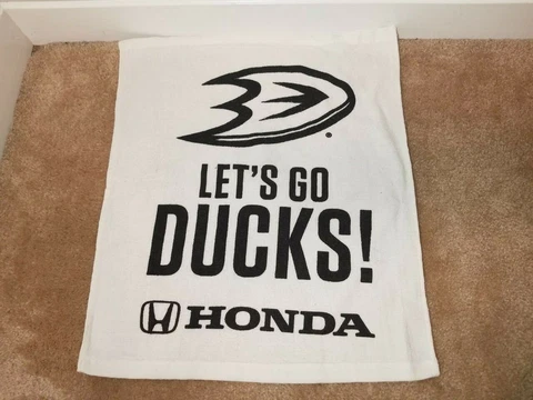 NHL HOCKEY ANAHEIM DUCKS " LET'S GO DUCKS! " RALLY TOWEL, WHITE, HONDA Cover