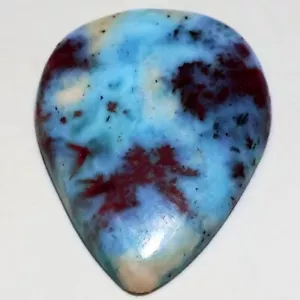 13 Ct 3X18X33 mm Natural Fossil Coral Blue Larimar Pear Cabochon Gemstone CI-634 - Picture 1 of 4