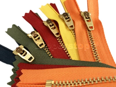25 Pants Zippers YKK ® #4.5 Brass Metal Closed Bottom Length 4,7,9 or 11 Inch - Image 1 of 4