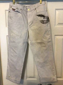 American Living Denim Jeans Womens Size 12 White Eagle Logo Straight Leg 34x30 - Picture 1 of 4