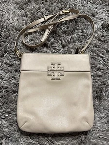 tory burch crossbody adorable elegant leather bag color beige  - Picture 1 of 8